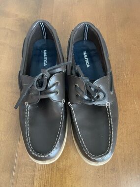 ⭐️ Nautica Men's Brown Leather‎ Boat Shoes Size 11